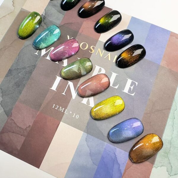 Double colored cat eye gel nail polish set
