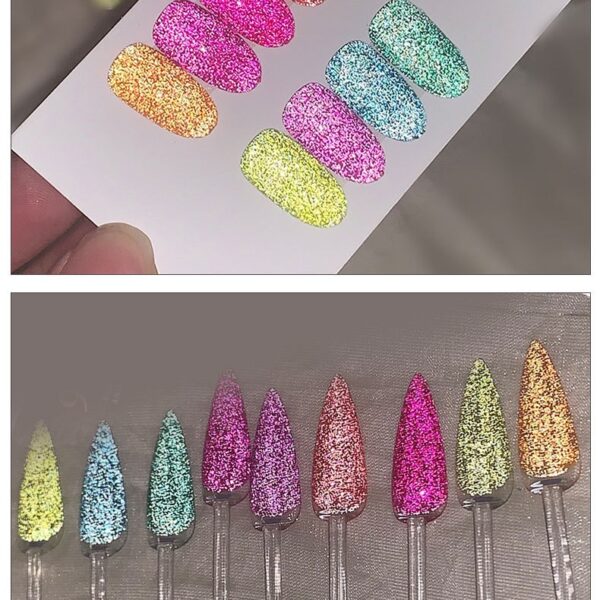 9 colors Fluorescent broken diamond colorful nightclub gel nail polish set